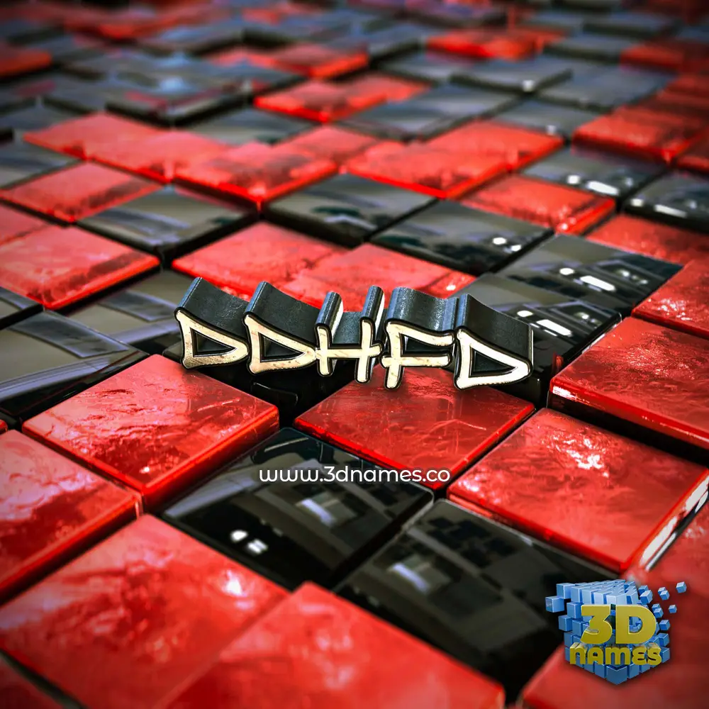ddhfd in Red Checkered style - 3D name wallpaper
