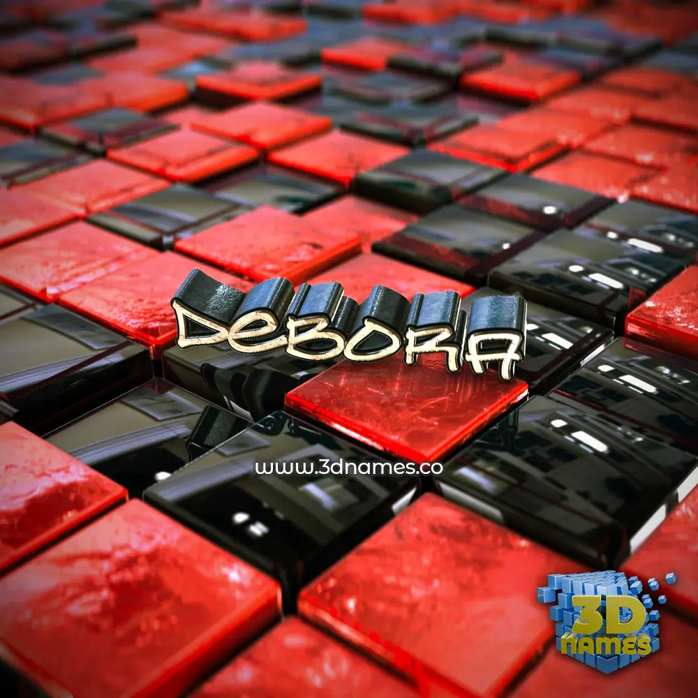 debora in Red Checkered style - 3D name wallpaper