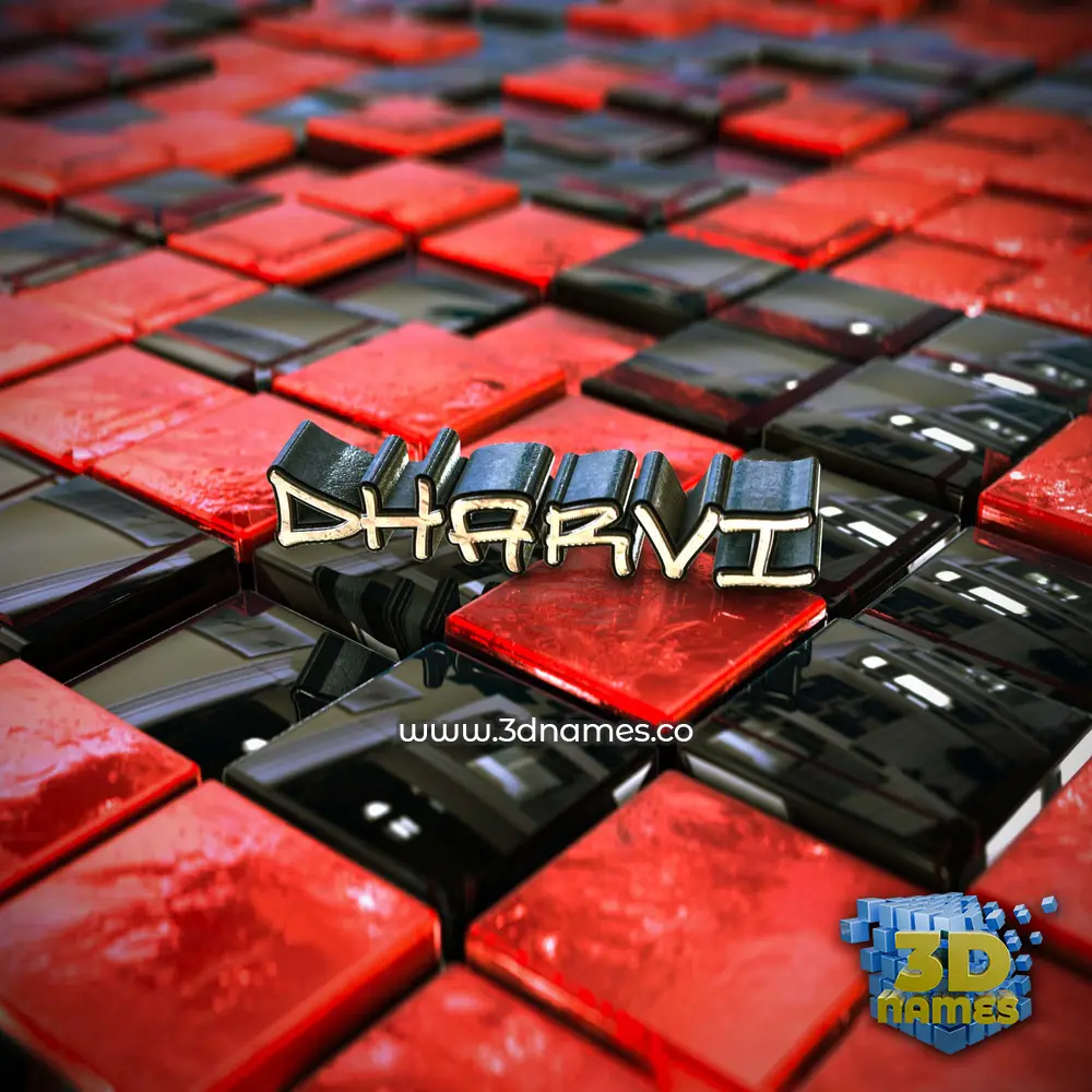 dharvi in Red Checkered style - 3D name wallpaper