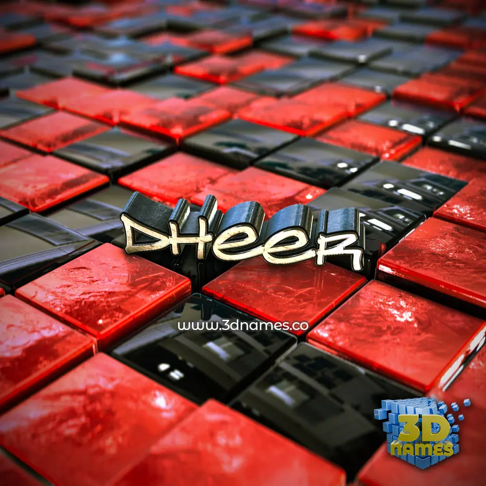 dheer in Red Checkered style - 3D name wallpaper