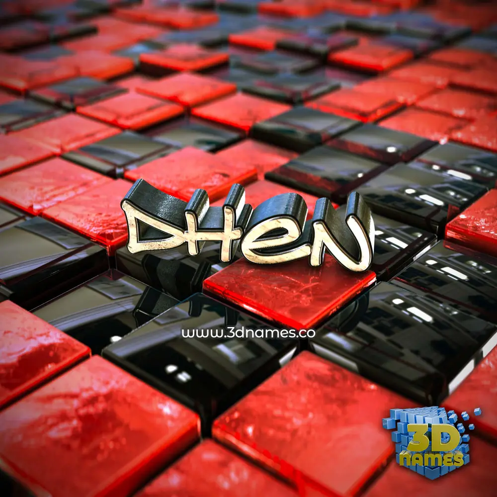 dhen in Red Checkered style - 3D name wallpaper