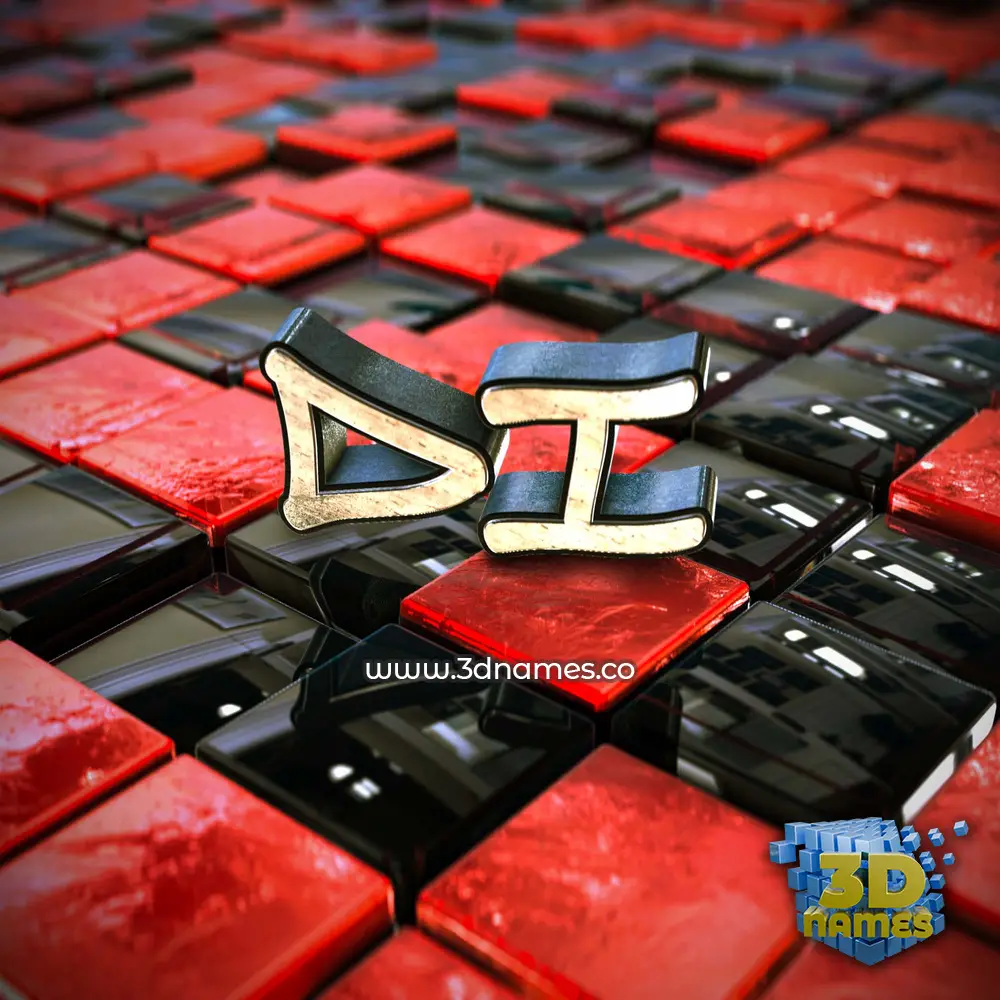 di in Red Checkered style - 3D name wallpaper