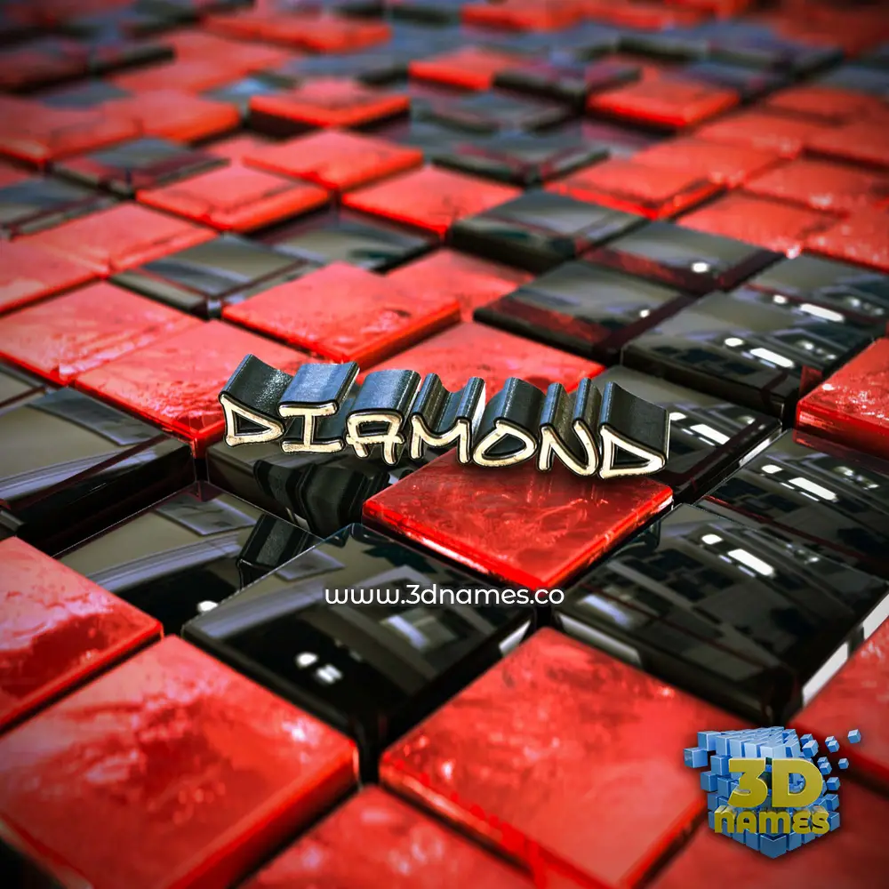 diamond in Red Checkered style - 3D name wallpaper