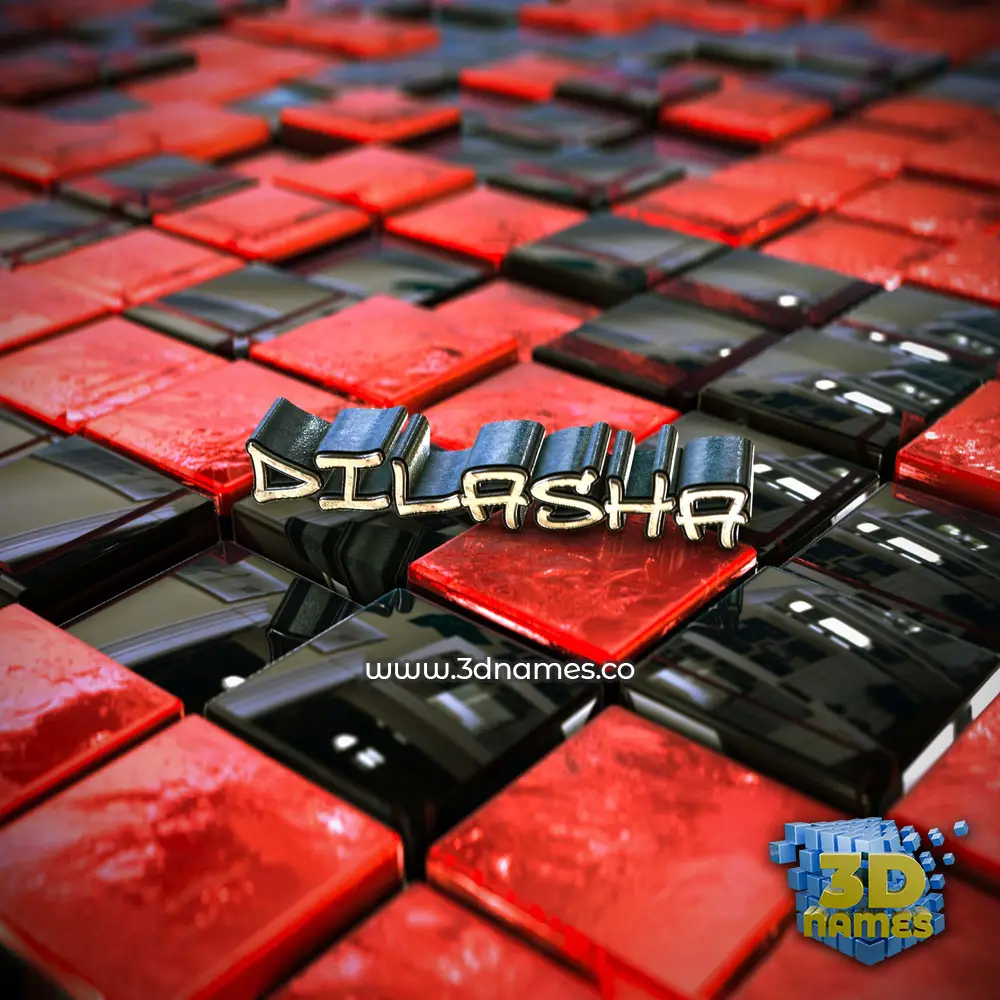 dilasha in Red Checkered style - 3D name wallpaper