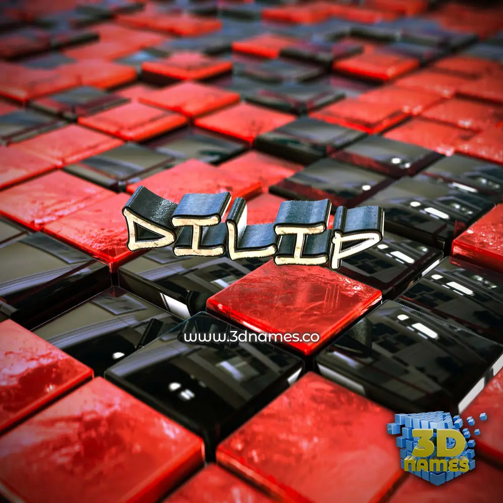 dilip in Red Checkered style - 3D name wallpaper