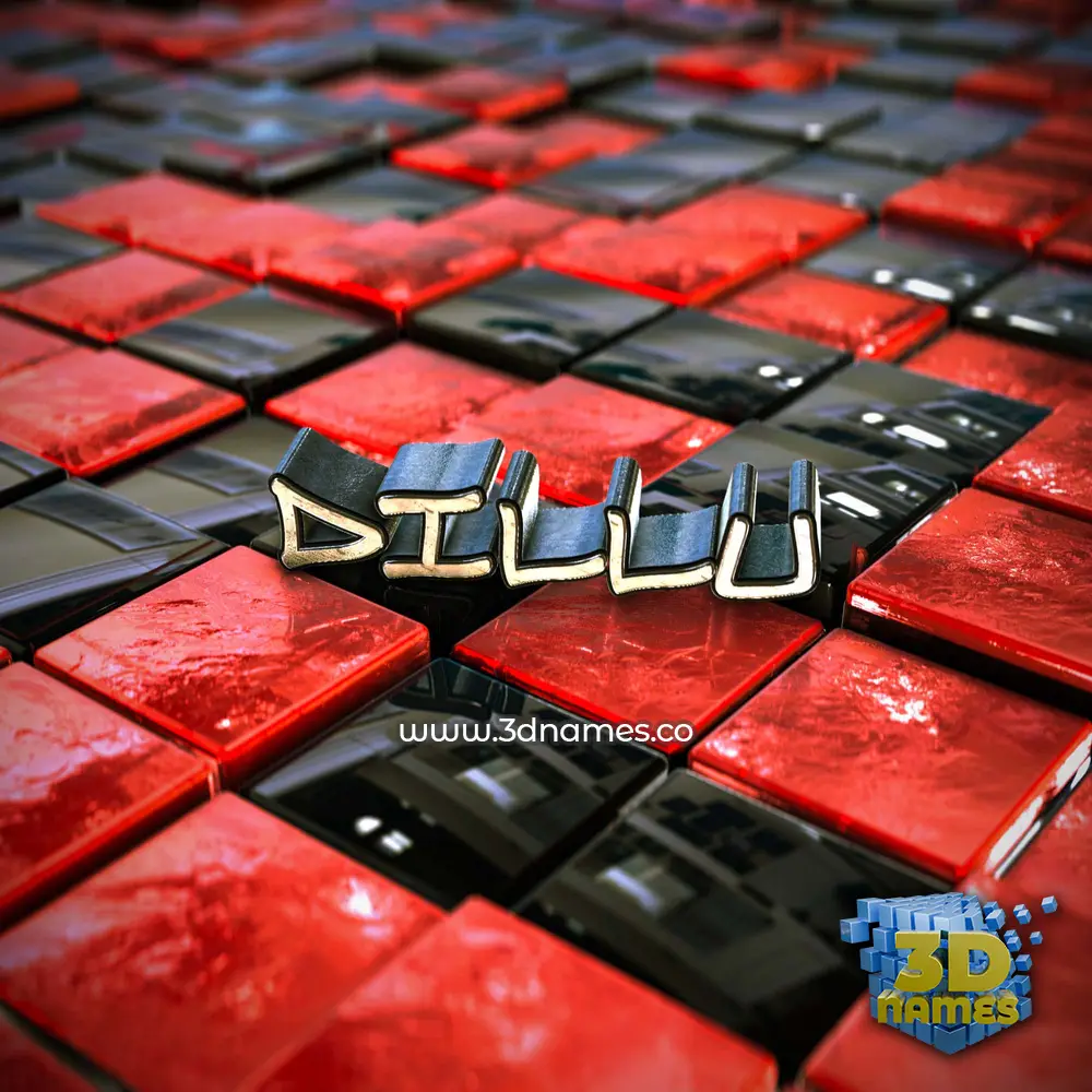 dillu in Red Checkered style - 3D name wallpaper