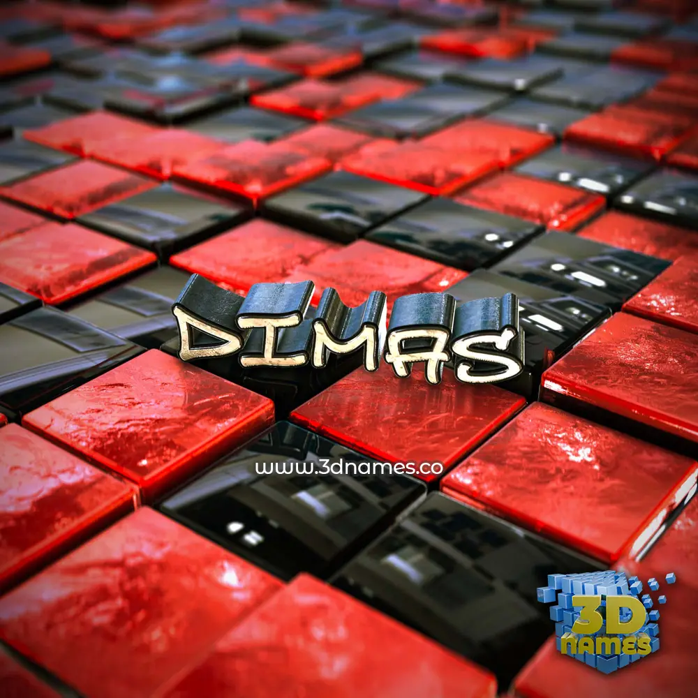 dimas in Red Checkered style - 3D name wallpaper