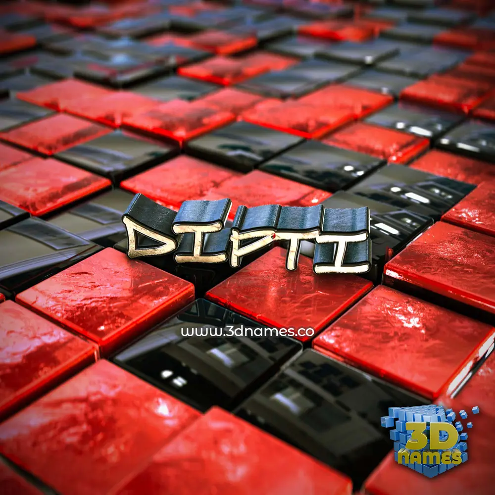 dipti in Red Checkered style - 3D name wallpaper