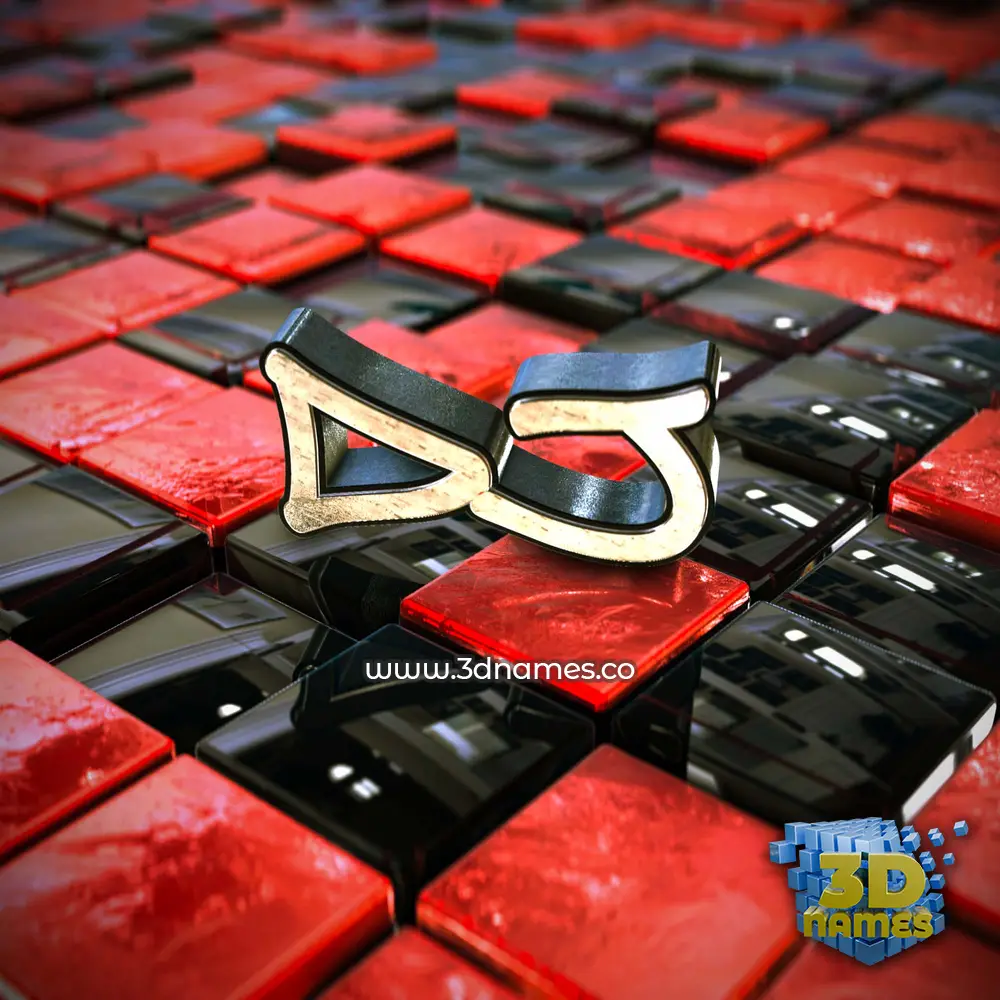 dj in Red Checkered style - 3D name wallpaper