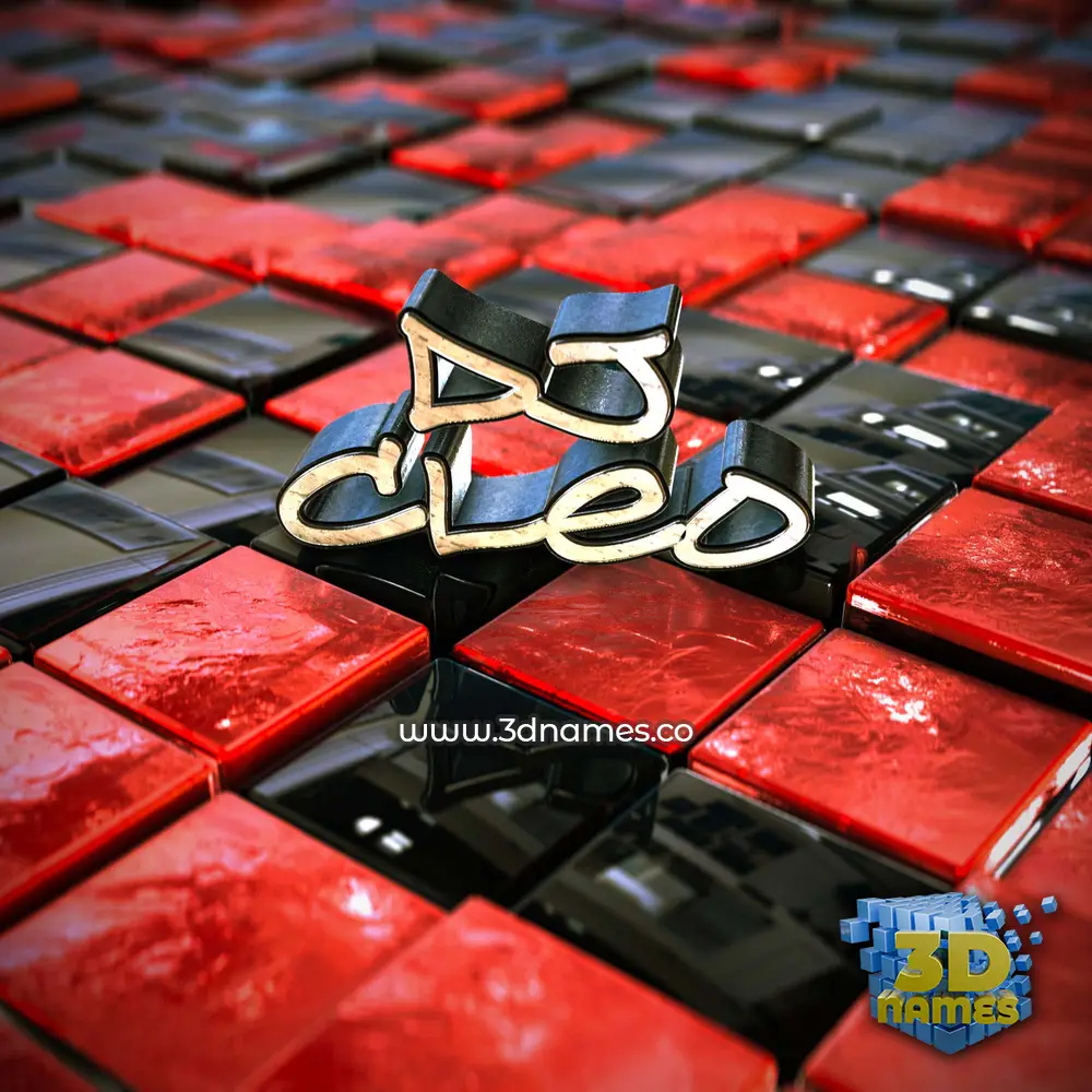 dj cleo in Red Checkered style - 3D name wallpaper