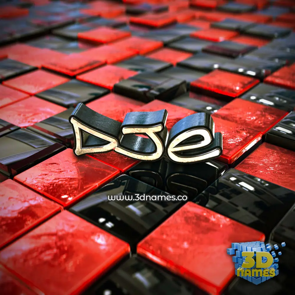 dje in Red Checkered style - 3D name wallpaper