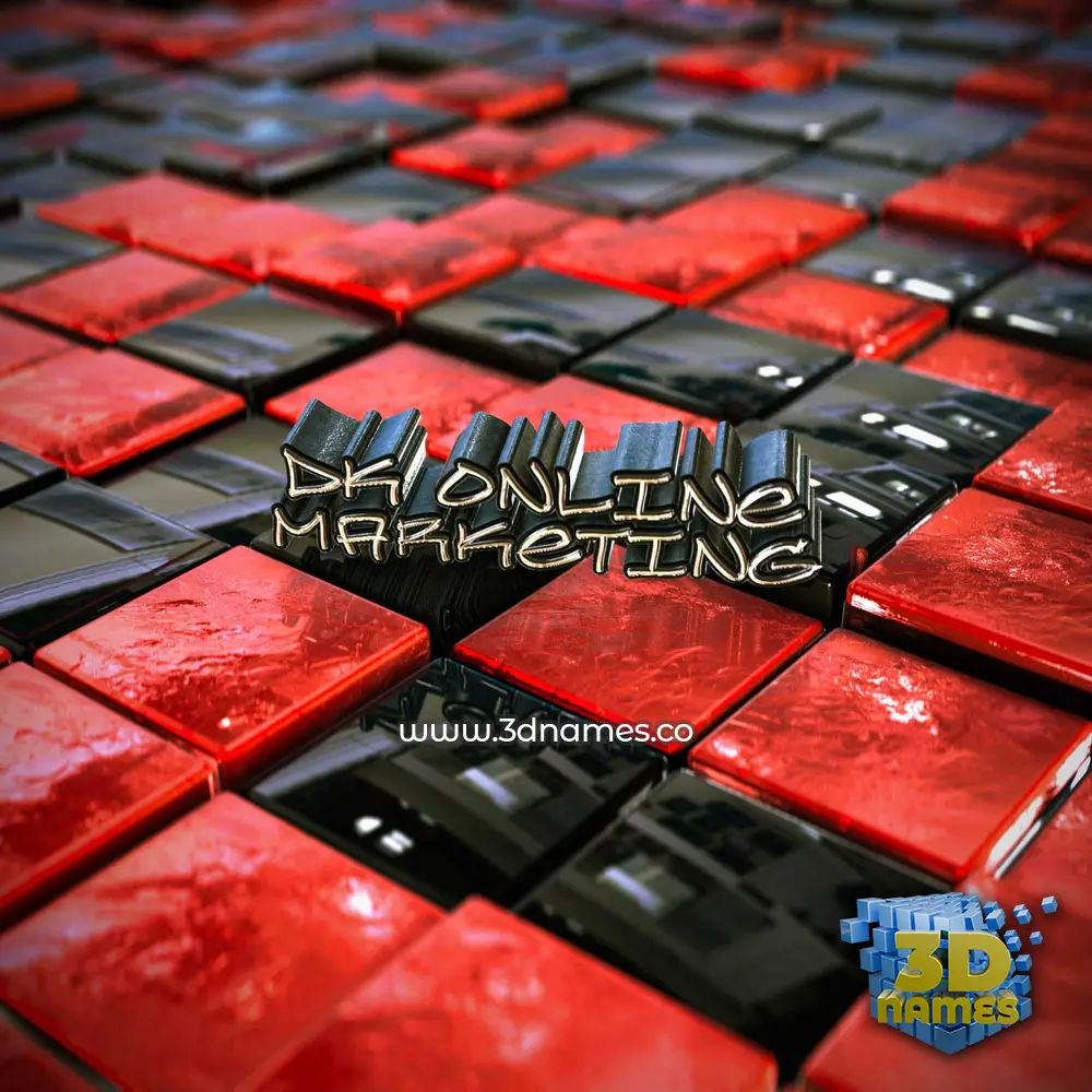 dk online marketing in Red Checkered style - 3D name wallpaper