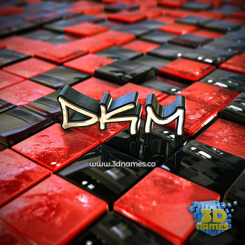dkm in Red Checkered style - 3D name wallpaper