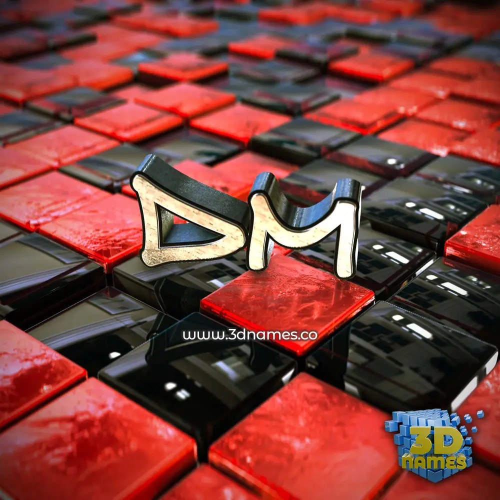 dm in Red Checkered style - 3D name wallpaper
