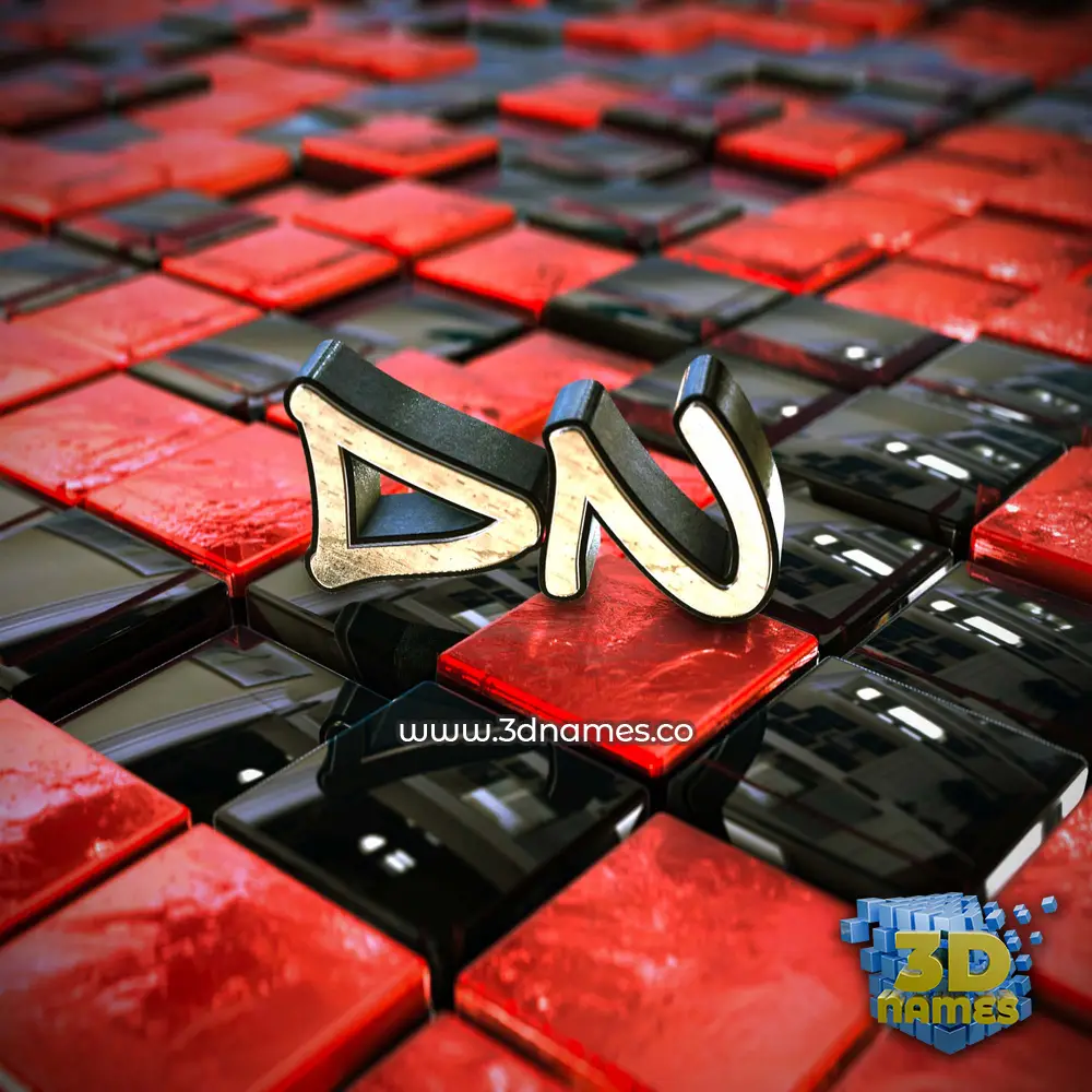 dn in Red Checkered style - 3D name wallpaper
