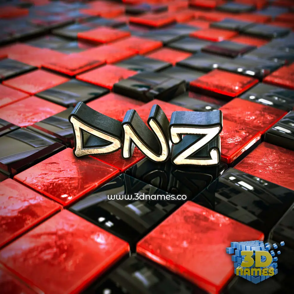 dnz in Red Checkered style - 3D name wallpaper
