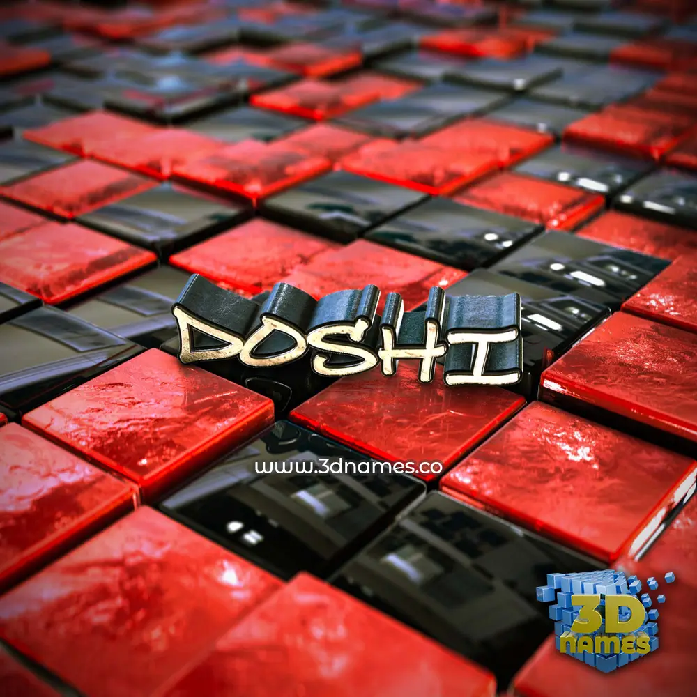 doshi in Red Checkered style - 3D name wallpaper