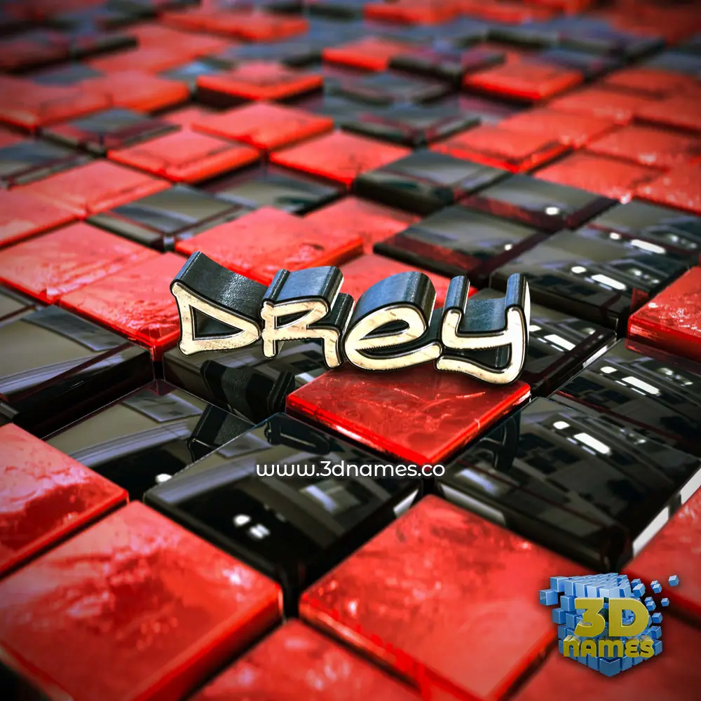 drey in Red Checkered style - 3D name wallpaper
