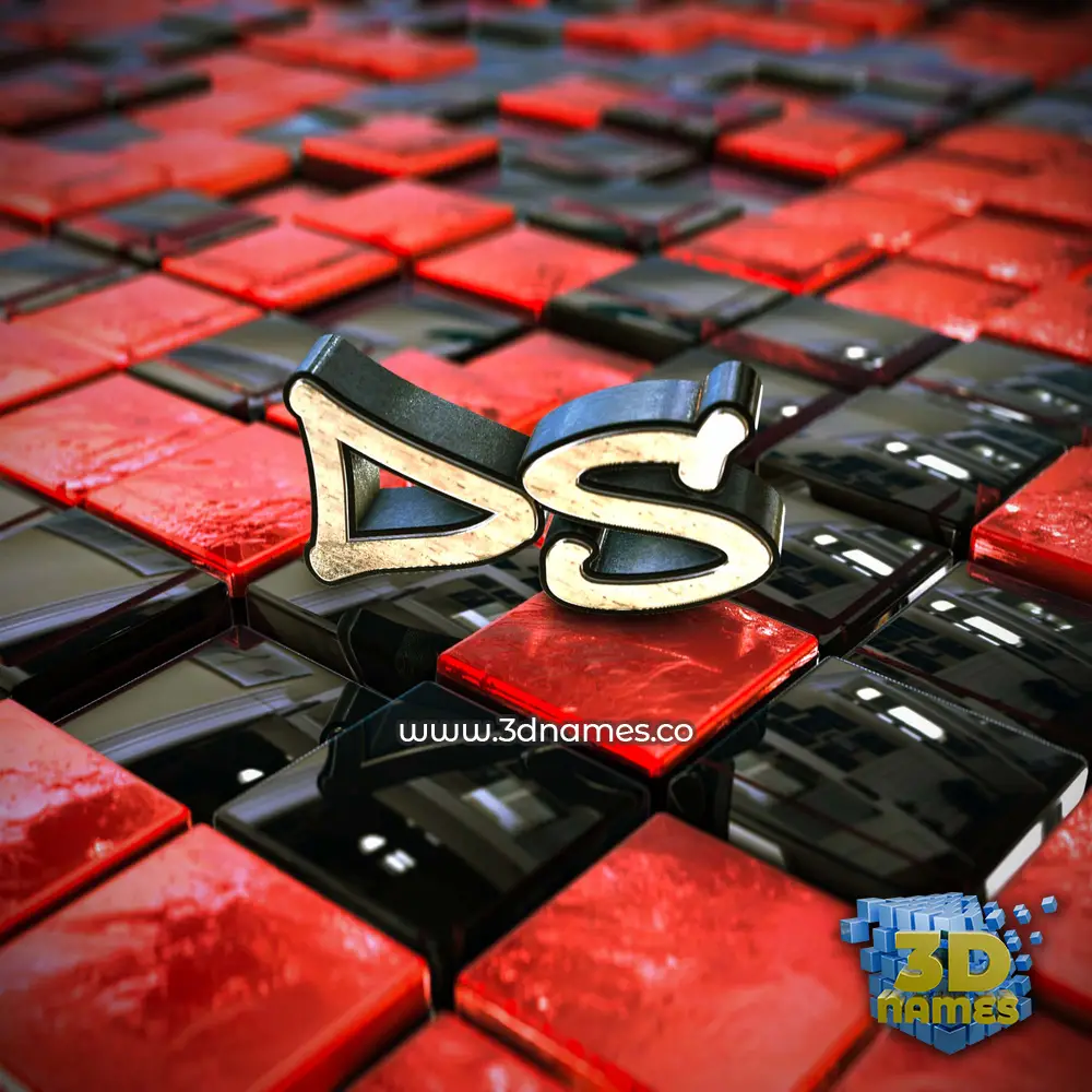 ds in Red Checkered style - 3D name wallpaper