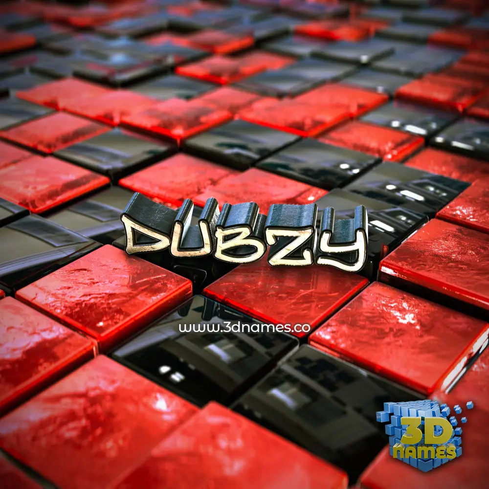 dubzy in Red Checkered style - 3D name wallpaper