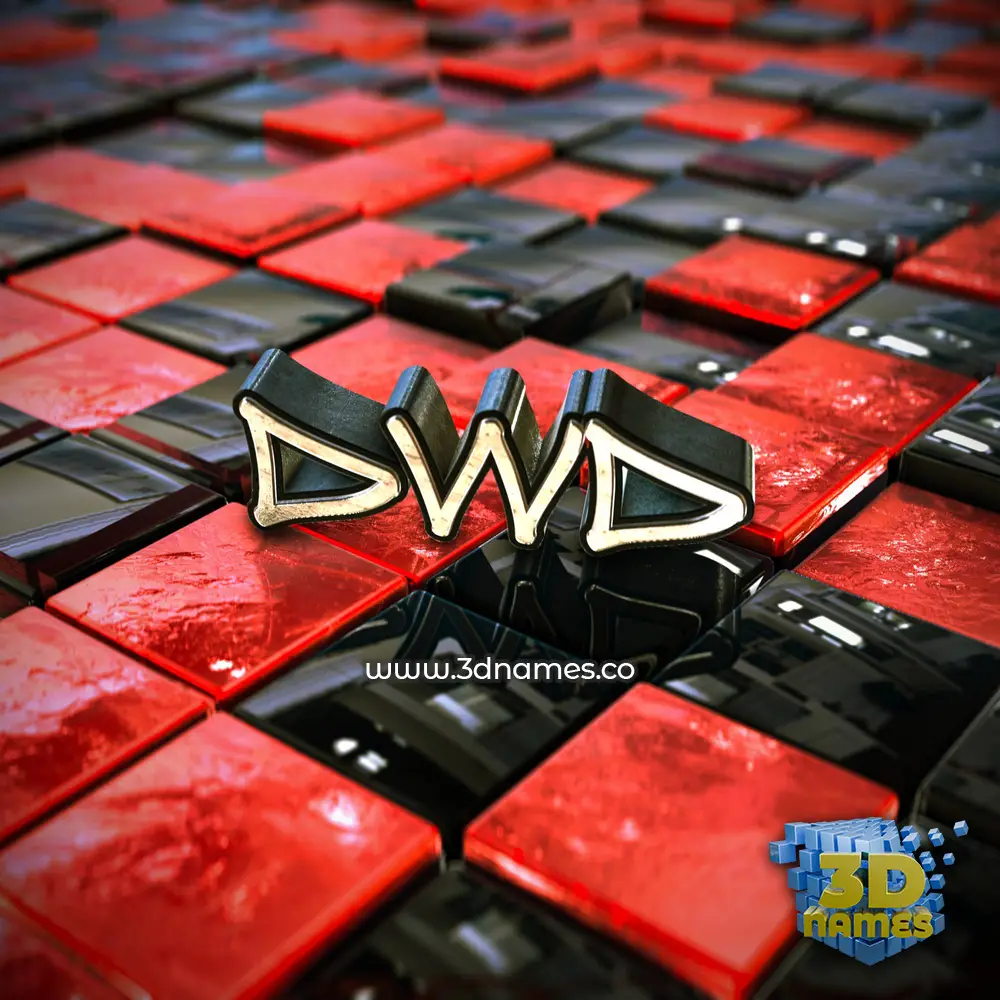dwd in Red Checkered style - 3D name wallpaper