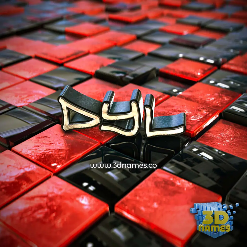 dyl in Red Checkered style - 3D name wallpaper
