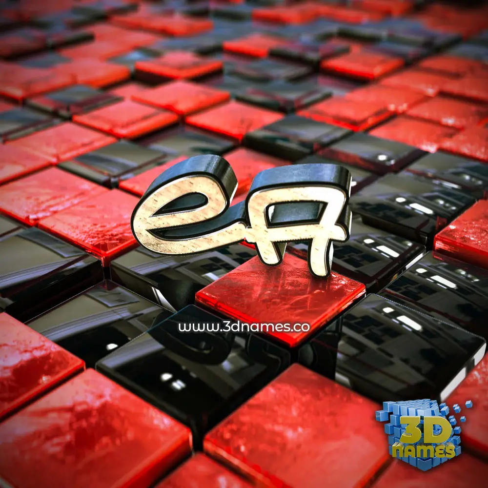 ea in Red Checkered style - 3D name wallpaper