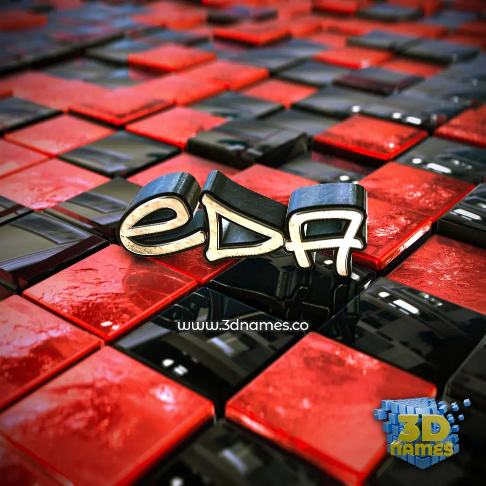 eda in Red Checkered style - 3D name wallpaper