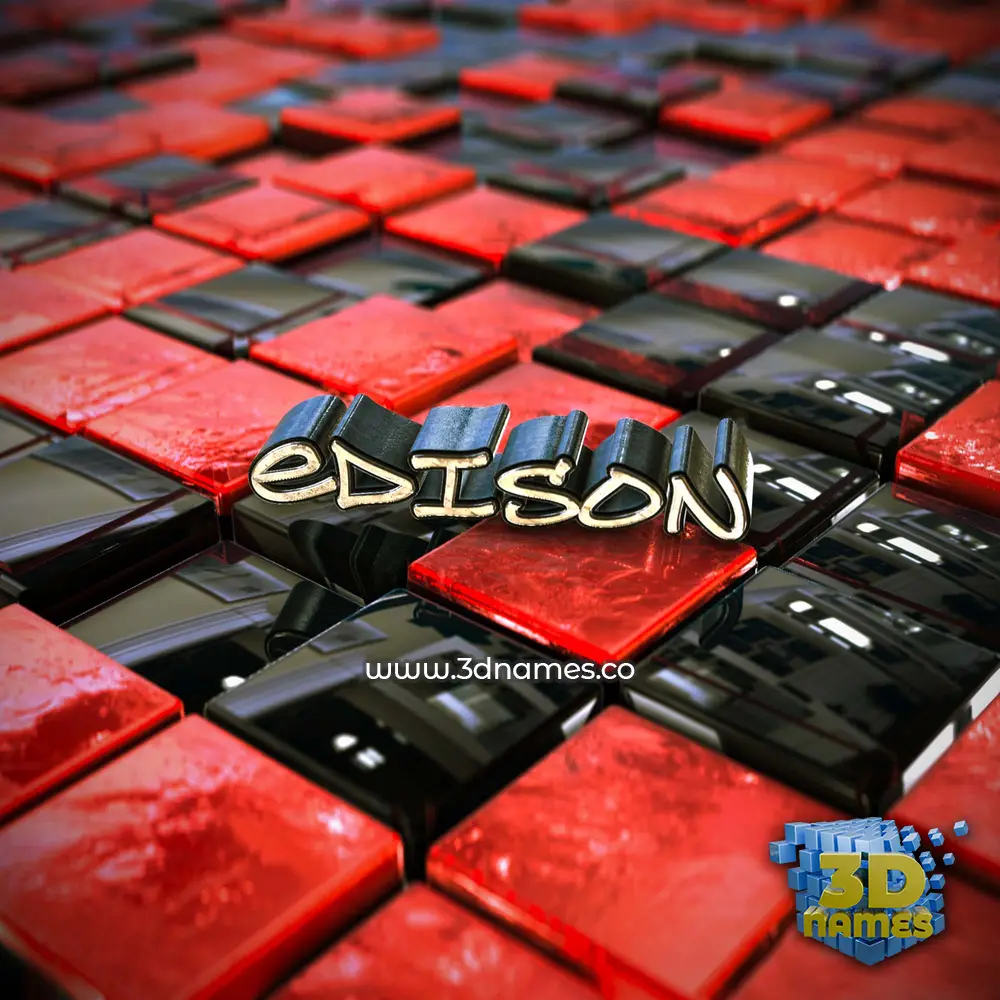 edison in Red Checkered style - 3D name wallpaper