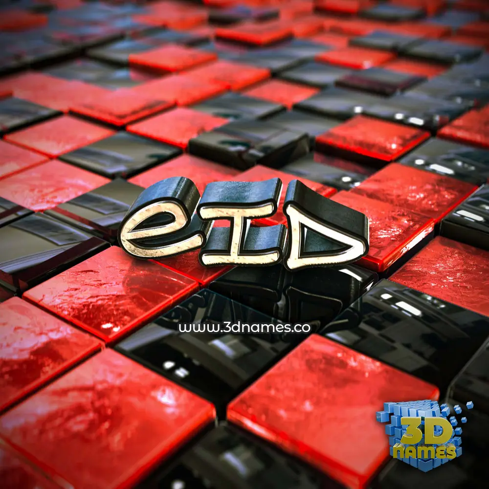 eid in Red Checkered style - 3D name wallpaper