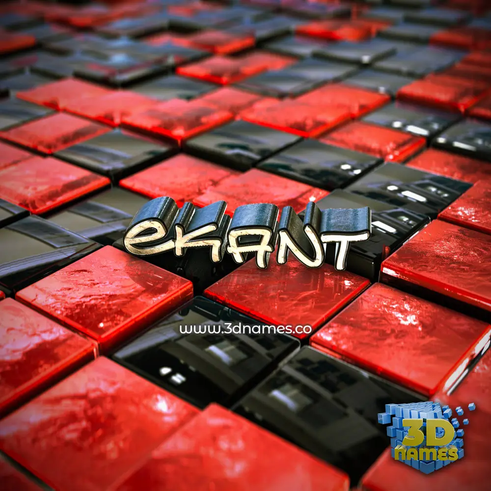 ekant in Red Checkered style - 3D name wallpaper