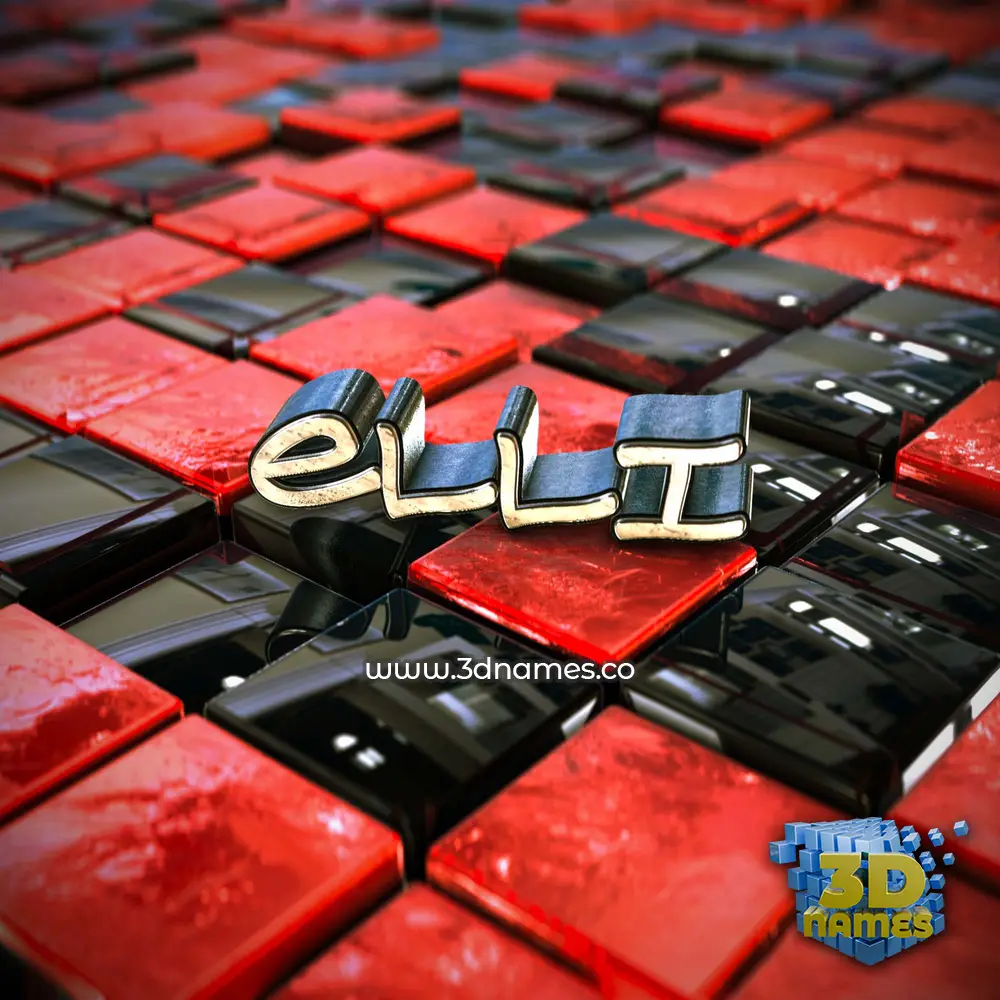 elli in Red Checkered style - 3D name wallpaper