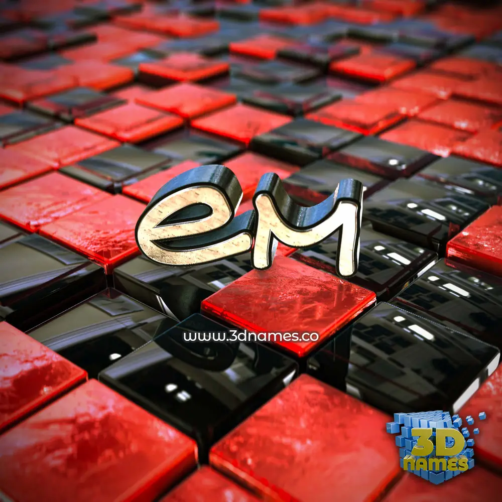 em in Red Checkered style - 3D name wallpaper