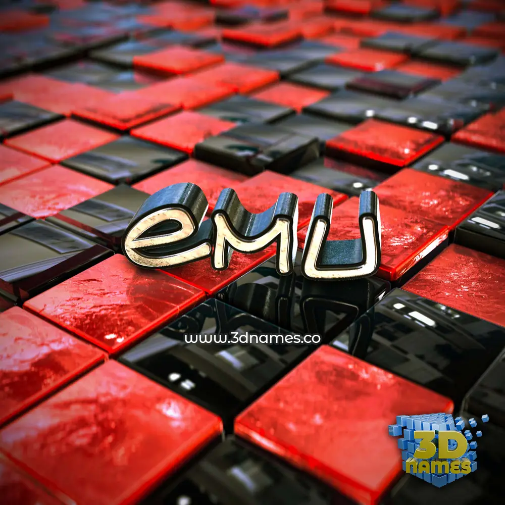 emu in Red Checkered style - 3D name wallpaper