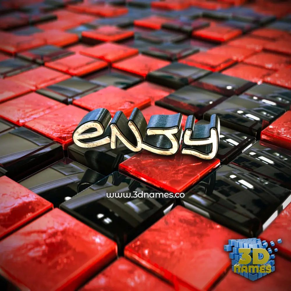 enjy in Red Checkered style - 3D name wallpaper