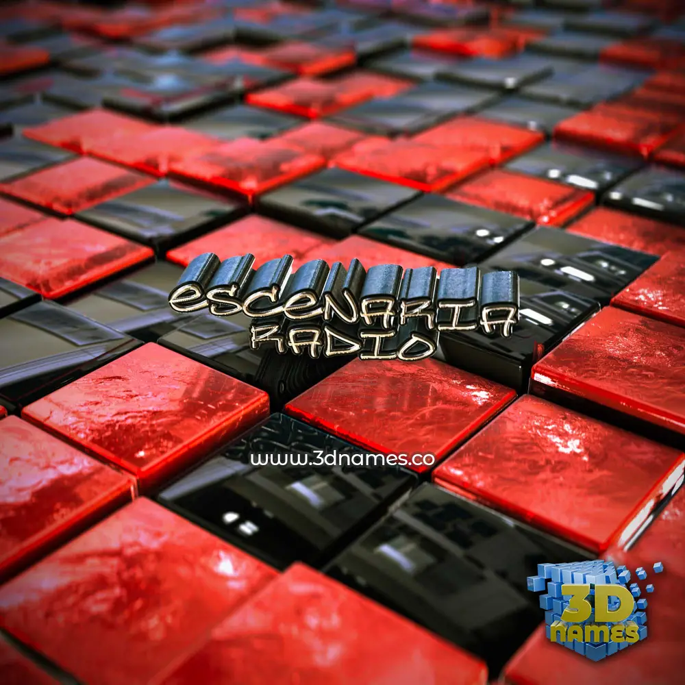 escenariaradio in Red Checkered style - 3D name wallpaper
