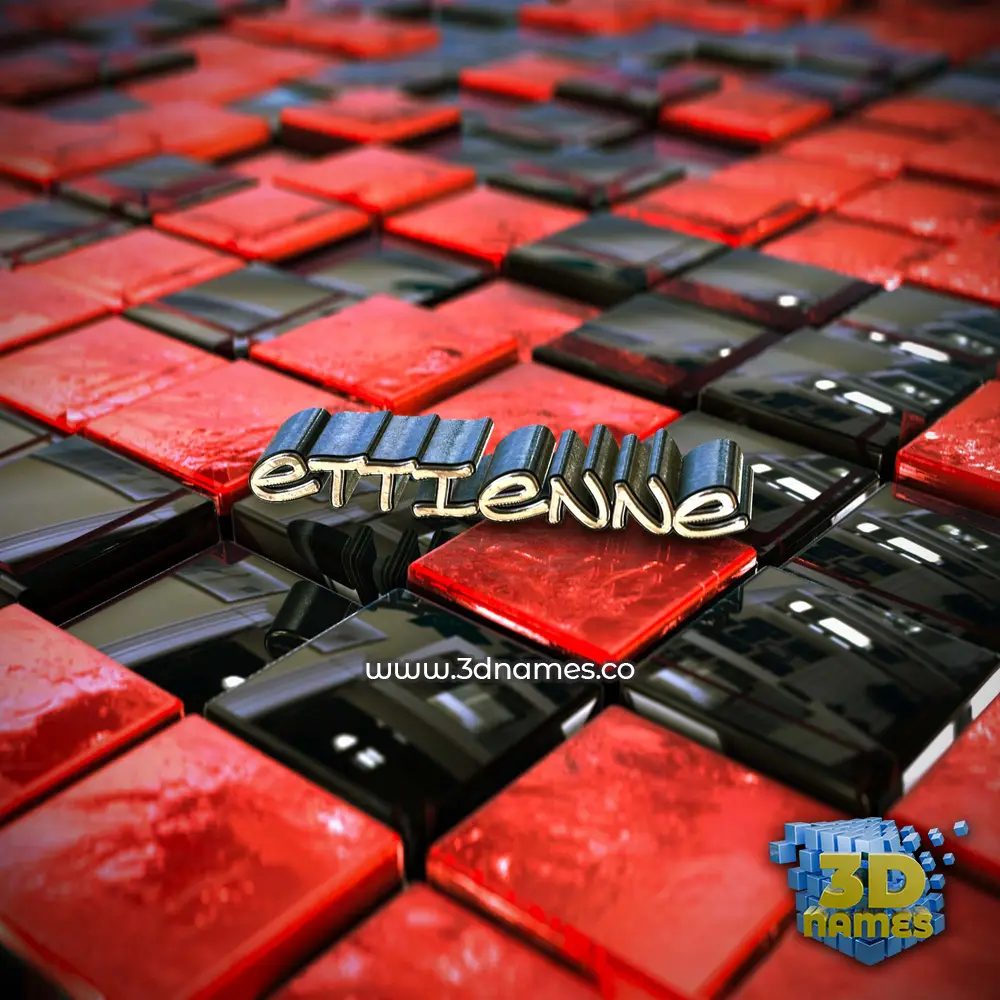 ettienne in Red Checkered style - 3D name wallpaper