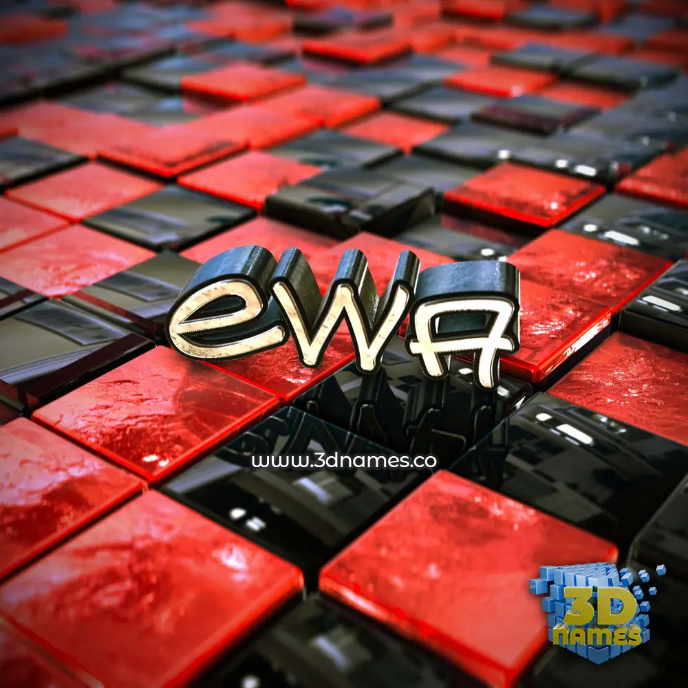 ewa in Red Checkered style - 3D name wallpaper