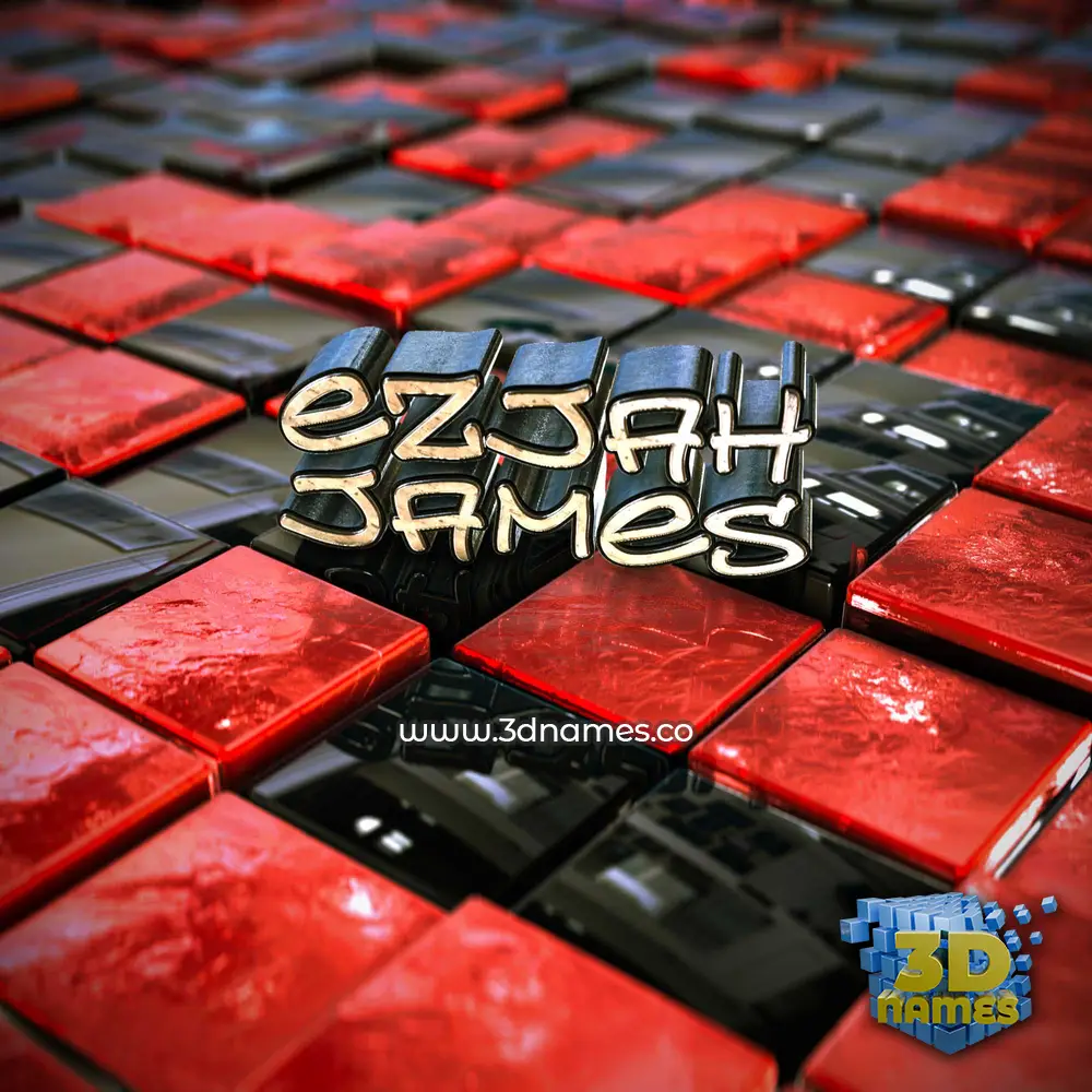 ezjah james in Red Checkered style - 3D name wallpaper