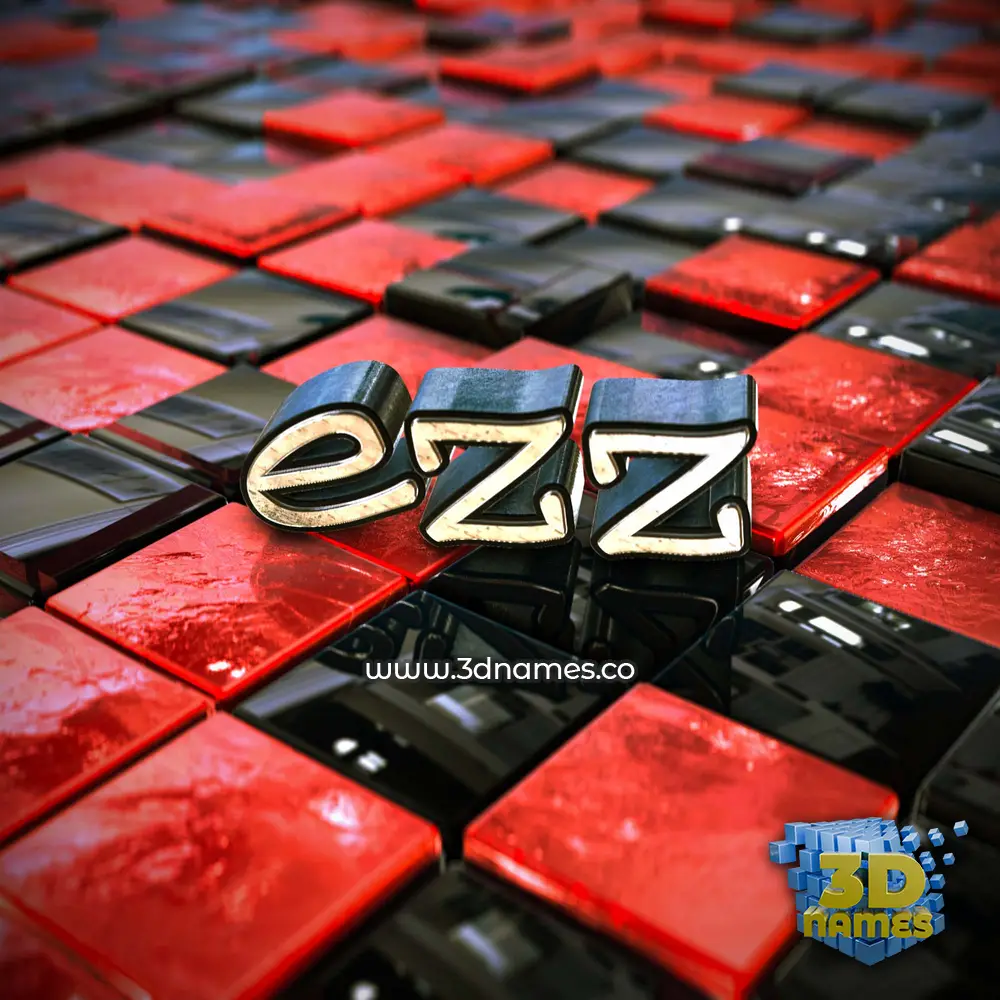 ezz in Red Checkered style - 3D name wallpaper