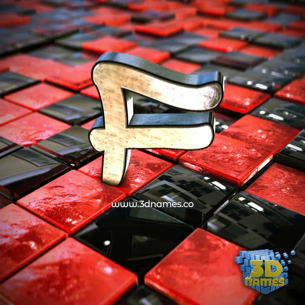 f in Red Checkered style - 3D name wallpaper