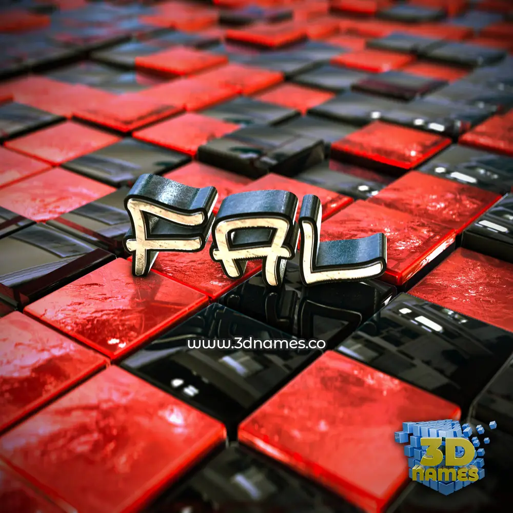 fal in Red Checkered style - 3D name wallpaper