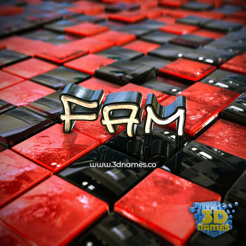 fam in Red Checkered style - 3D name wallpaper
