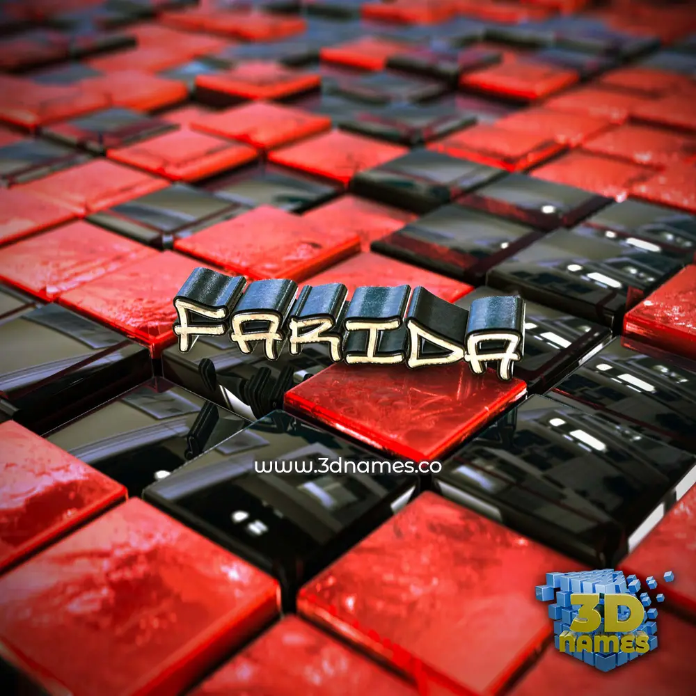 farida in Red Checkered style - 3D name wallpaper