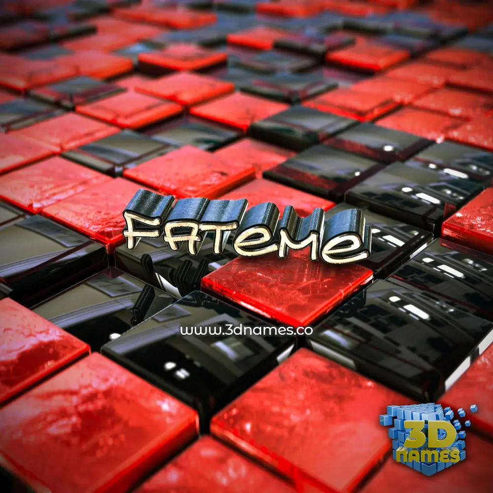 fateme in Red Checkered style - 3D name wallpaper