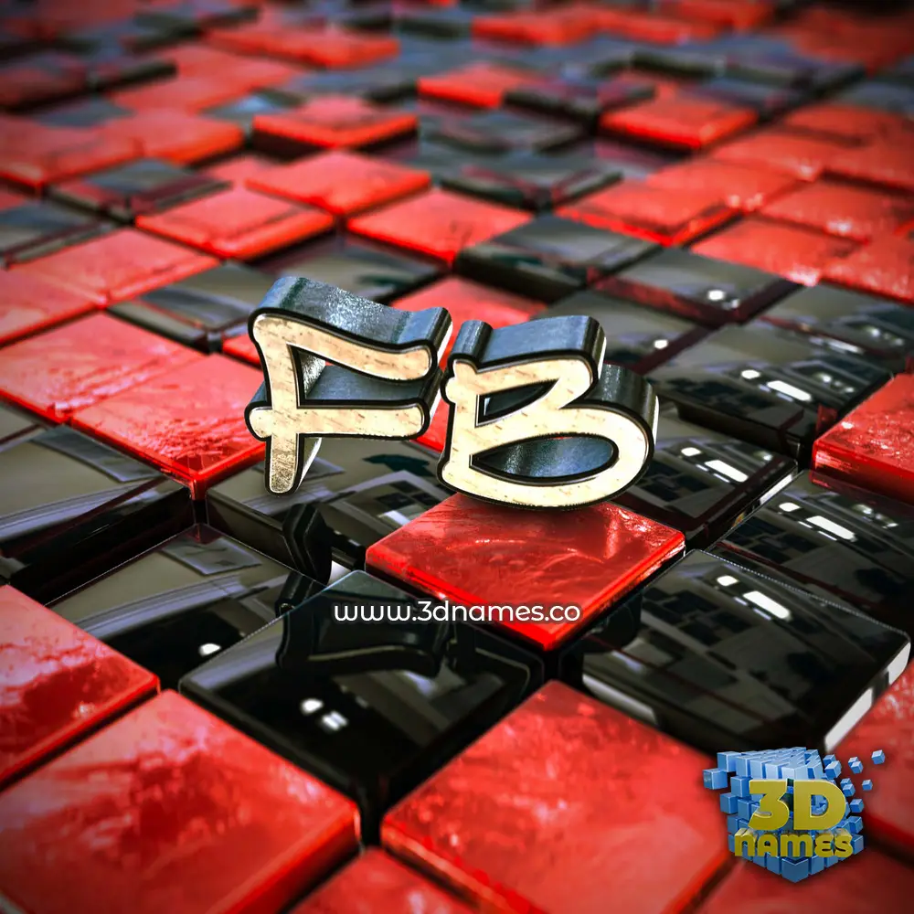 fb in Red Checkered style - 3D name wallpaper