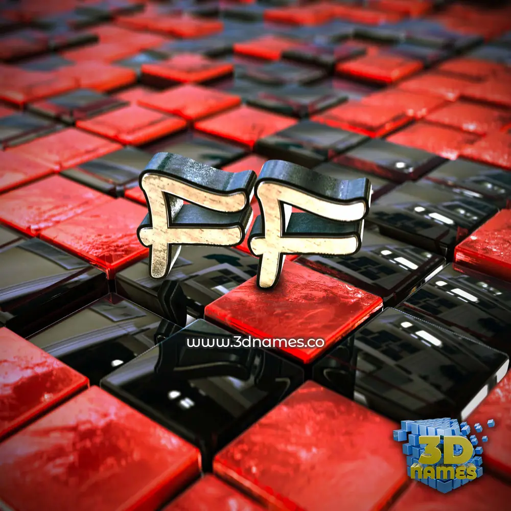 ff in Red Checkered style - 3D name wallpaper