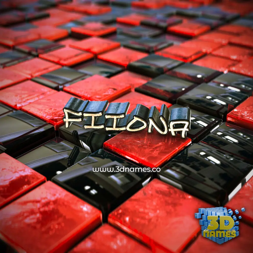 fiiona in Red Checkered style - 3D name wallpaper