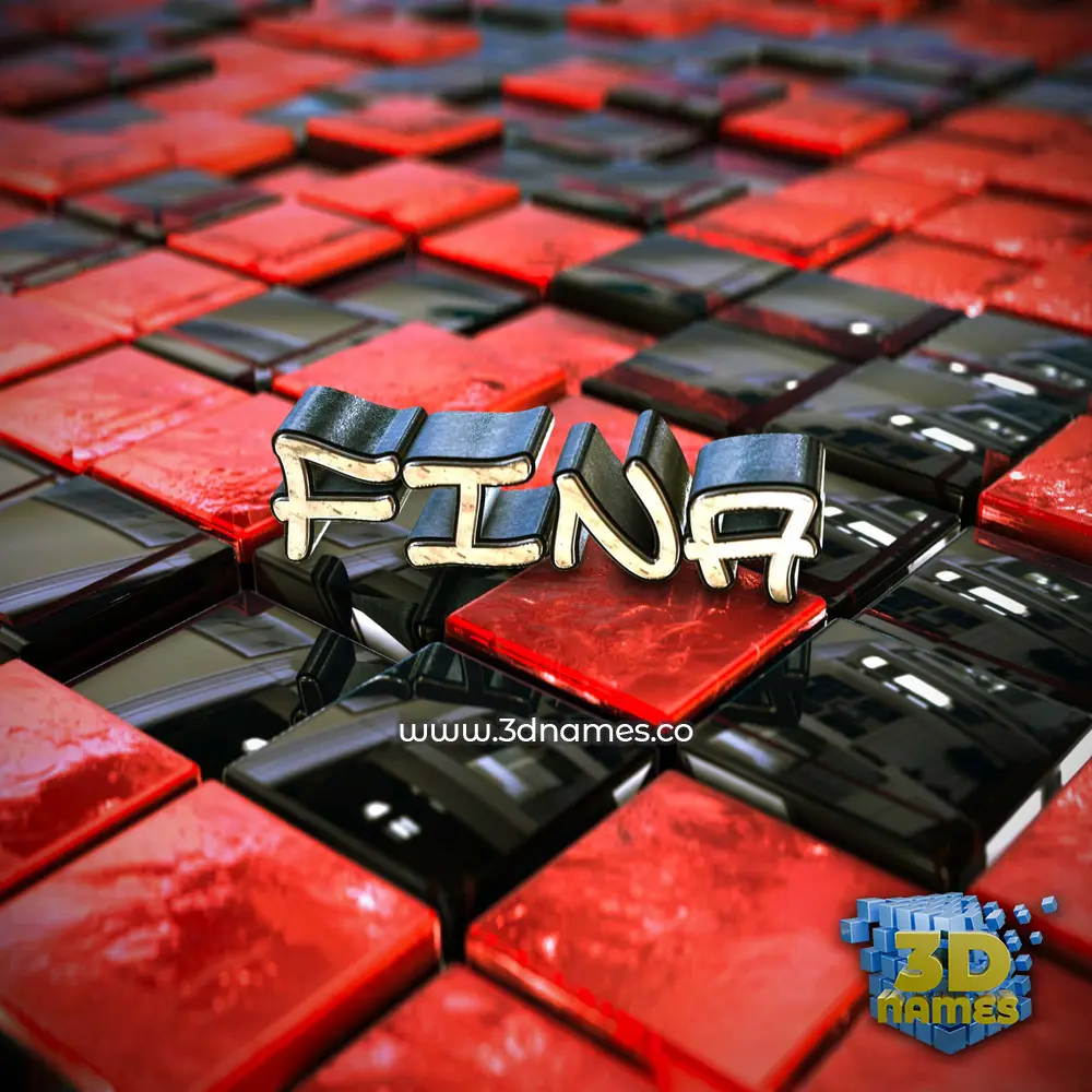 fina in Red Checkered style - 3D name wallpaper