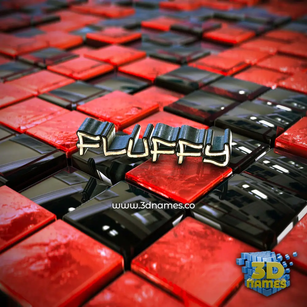 fluffy in Red Checkered style - 3D name wallpaper